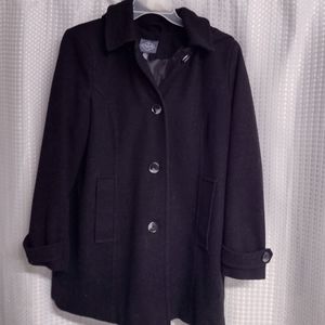 St Johns Bay Women's Wool Hooded Pea Coat Size XL